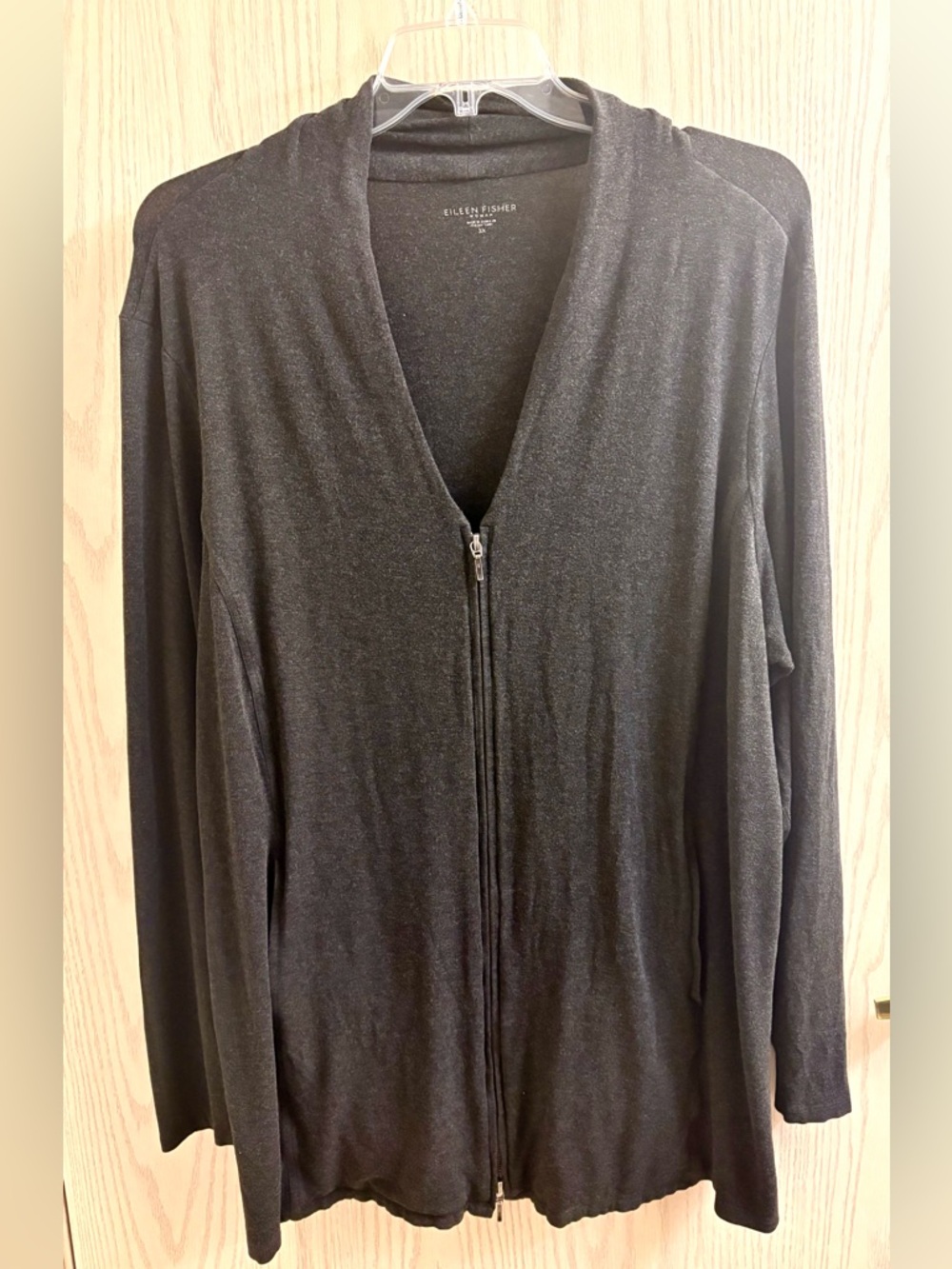 Eileen Fisher Black Cozy Knit Zip Jacket
